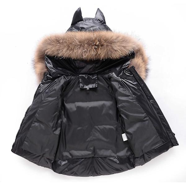 Parka och overall med huva för barn Pojkar Flickor Vinterdunjacka Baby Dinosauriejacka Snödräkt Beige 4T