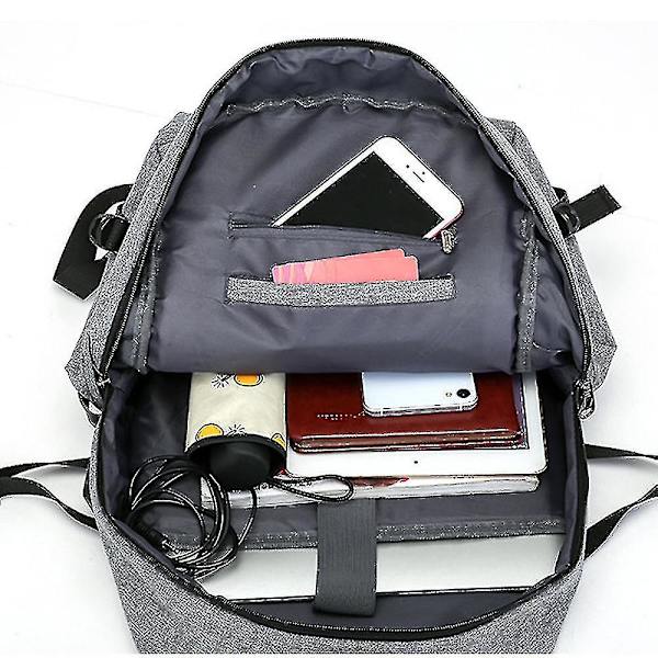 Studenterygsæk Usb Opladning Skoletaske Ungdom Computertaske black