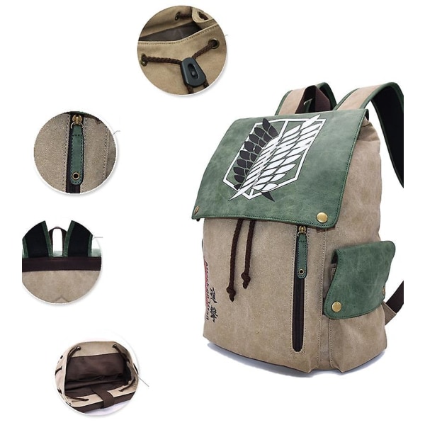 Anime One Piece Naruto Attack On Titan Ryggsäck Student skolväska Casual Canvas Bag Attack On Titan