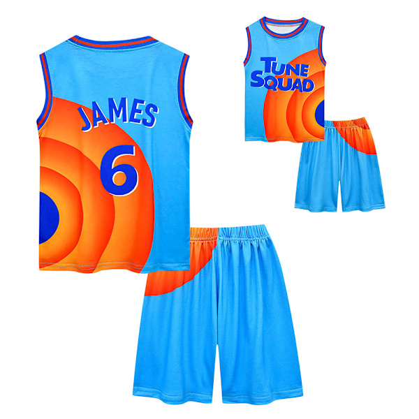 Ungdoms baskettröja No.6 Moive Space Jerseys Bugs Shirts Set 140cm