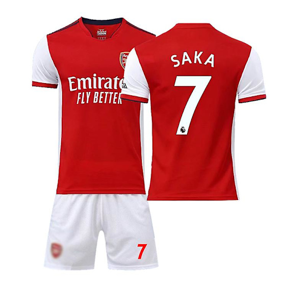 Arsenal Hjem Børn Mænd Fodboldsæt Fodboldtrøje Trænings-T-shirtdragt 21/22 AUBAMEYANG / Simth / SAKA / PEPE 7 - SAKA 16 (90-100cm)