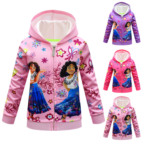 Kids Encanto Long Sleeve Zip Up Graphic Jacket Coat Pink 140cm