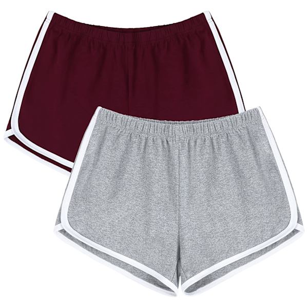 2 kpl bomullssportbyxor Yoga Dans Sovbyxor Kortbyxor sommar atletiska shortsit(L)