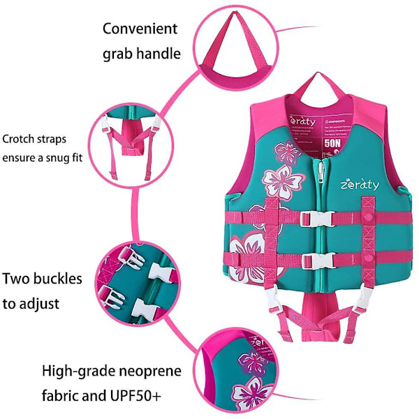 Svømmevest til børn Flydevest Flydesvømmehjælp Pink L