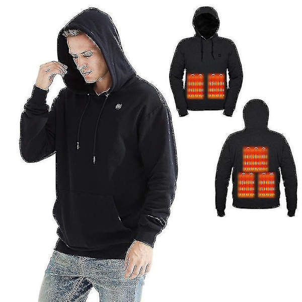 Oppvarmede hettegensere,usb Elektrisk oppvarming Letthettegensere Jakke black 3XL