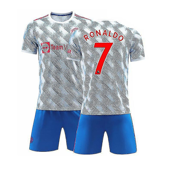 Regenboghorn Fotballsett Fotballdrakt T-skjortedress C. Ronaldo Man.U Away 18 (100-110 cm)