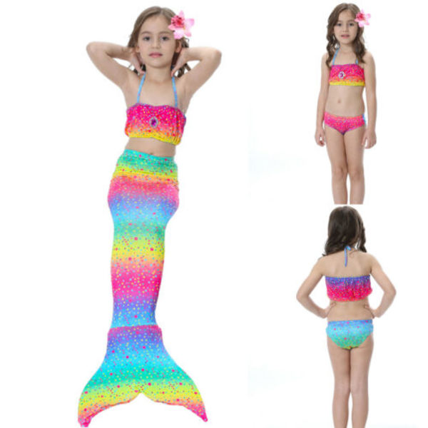 3 stk Kid Jenter Mermaid Tail Bikini Sett Holiday Badetøy Badedrakt Color 150cm