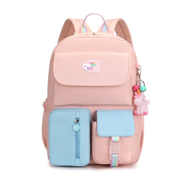 Student Børn Rygsæk Småbørn Skoletaske Frisk Macaron Farve Matchende Klasse 1-3-6 Pink 30*43cm