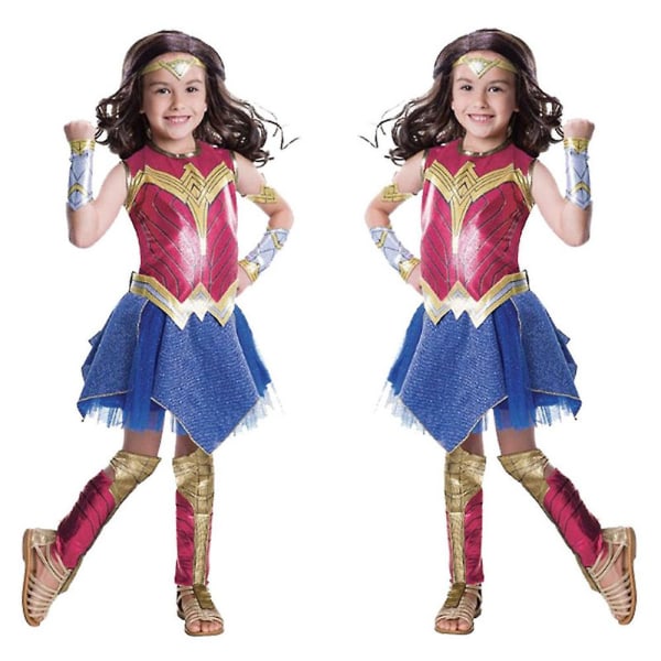 HHL Kids Girls Wonder Woman Cosplay Costume Fancy Dress Up Outfit Set 4-10 år
