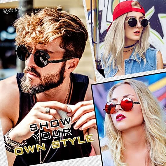 Sølv stel One Piece Blue Reflexive Polarized Solbriller Roun
