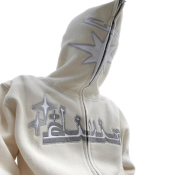 Full Zip Dame Hættetrøje Hættetrøje Løs Hip Hop Goth Couple Jacket ivory L