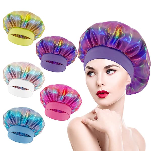 5 Pack Shinny Satin Bonnet Til Kvinder Blød Satin Sleep Cap