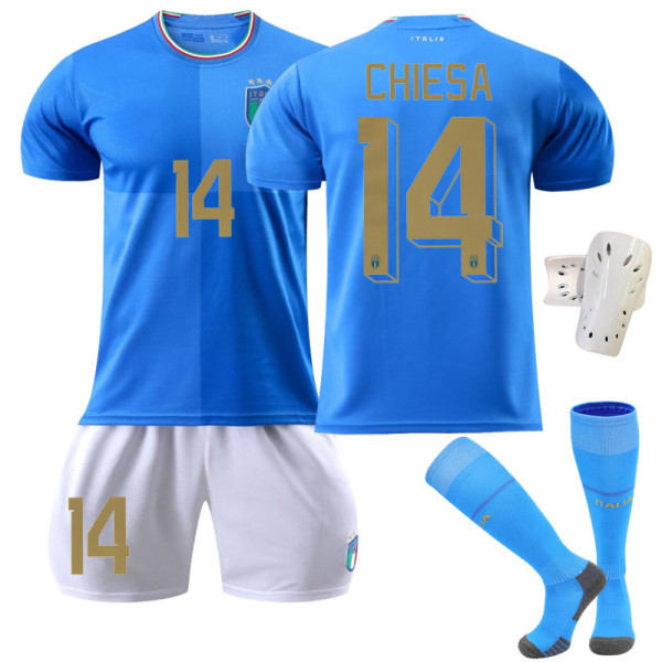 22 23 världcup Italien Hemma fotbolltröja barnfotbolltröja nummer 14 Chiea s