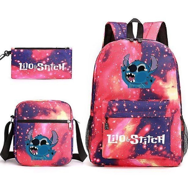 Lilo & Stitch Backpack Three-piece Set School Bag red