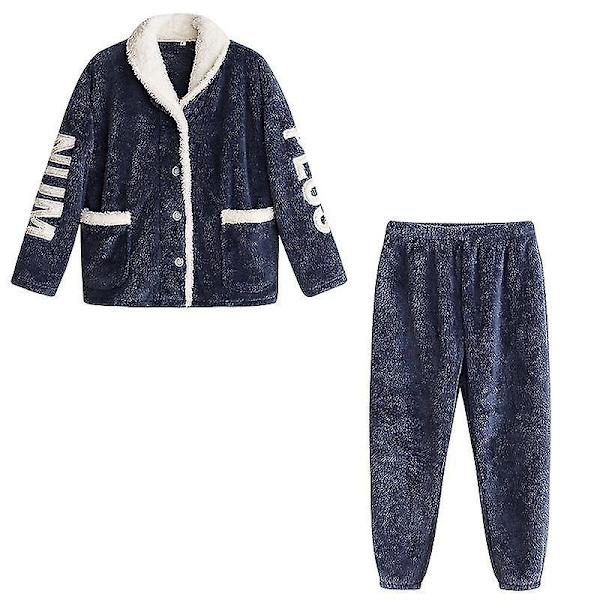 Coral Velvet Pyjama Nainen Syksy Talvi Flanelli Pyjama Pyjama Pyjama Puku Pariskunnalle Kotivaatteet Grey M
