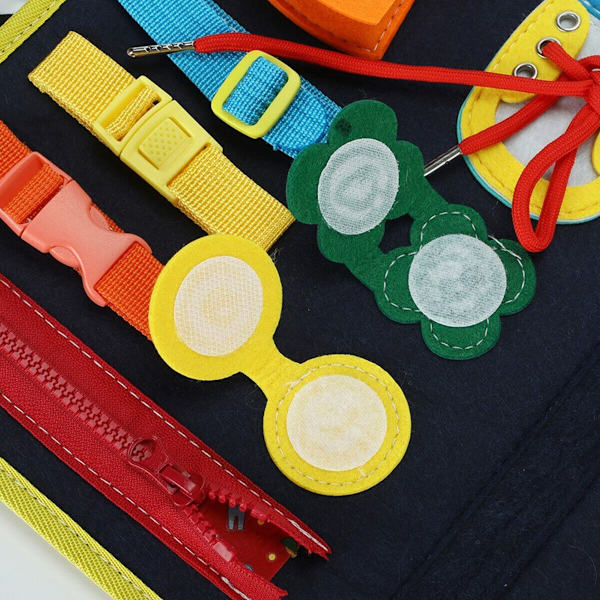 Kids Dress Up Skills Legetøj Busy Board Småbørn Sansegave Pædagogisk legetøj Sort black