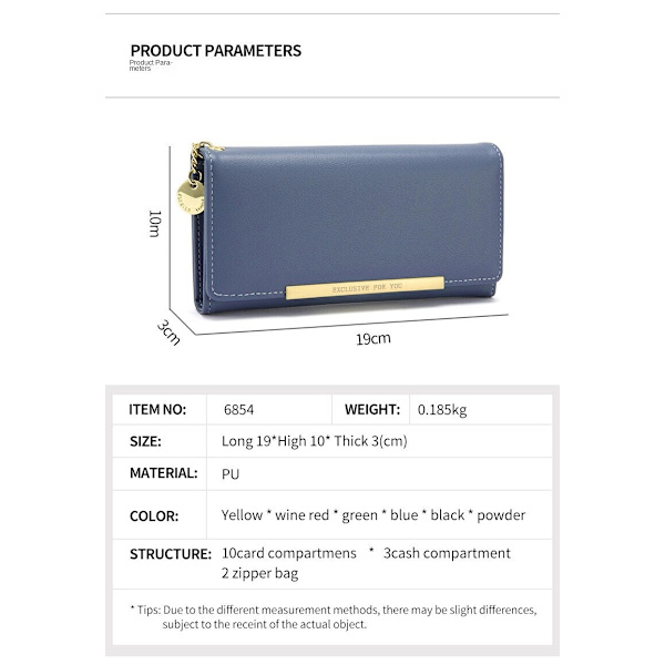 Plånbok för kvinnor Lång enfärgad tvåfaldig väska Super Multi-Card-Slot Clutch Enfärgad Pink