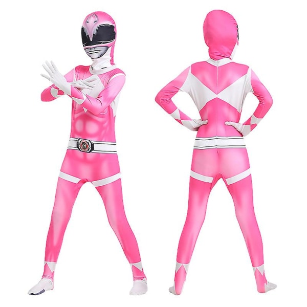 Voksne børn Power Rangers Mighty Morphin Cosplay Jumpsuit Party Fancy Suit Pink 180