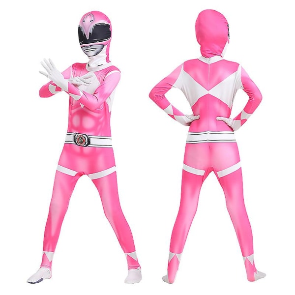 Vuxna barn Power Rangers Mighty Morphin Cosplay Jumpsuit Party Fancy Suit Pink 130