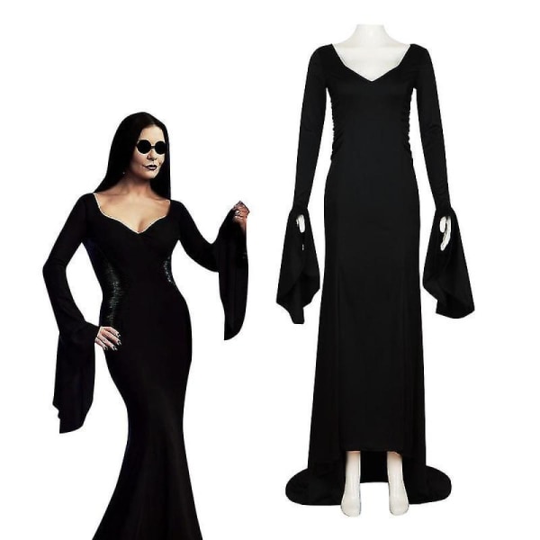 Morticia Addams Kostumekjole Til Kvinder Halloween Cosplay S