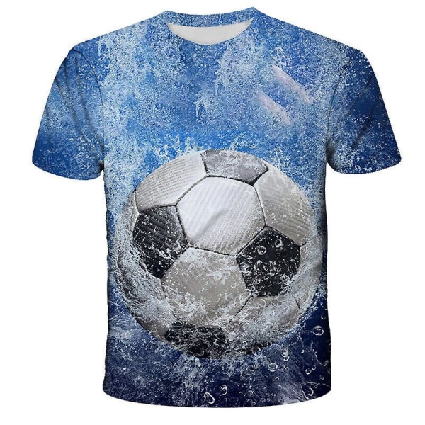 Sommar Barn Pojkar Flickor Fotboll Fotboll 3d Print T-shirt Toppar Pullover Style 05 130CM 6-7Y