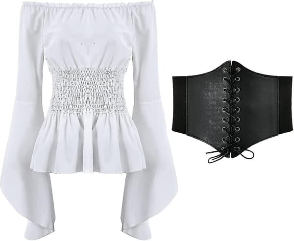 Renessansebluse for kvinner Korsett midjebelte Middelalder Victor Liten