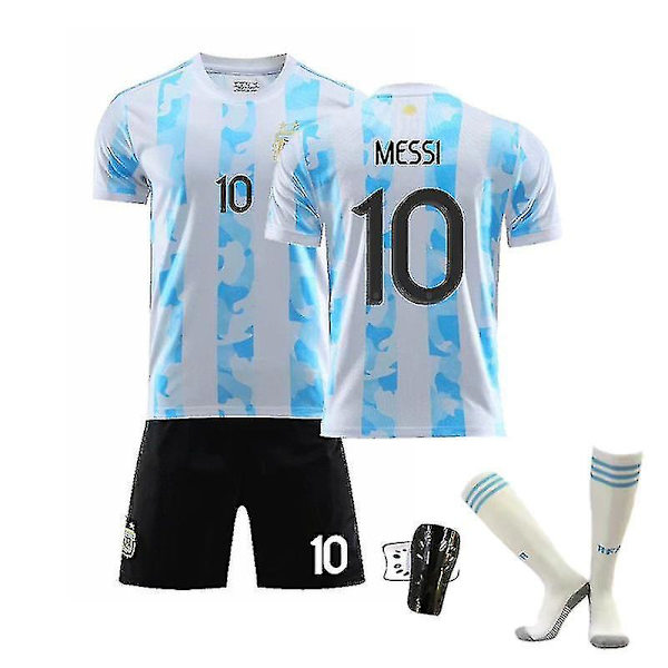 Regenboghorn Fotballsett Fotballdrakt T-skjortedress Messi Argentina 18 (100-110 cm)