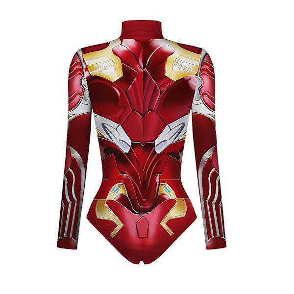 Kvinders halloween kranium 3d print langærmet bodysuit i ét stykke Zip Up trikot jumpsuit Y - Style 2 M