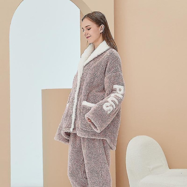 Coral Velvet Pyjamas Kvinne Høst Vinter Flanell Pyjamas Pyjamas Pyjamas Dress Par Hjemmeklær Grey XXL