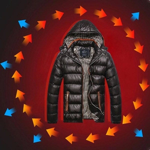 Menns vinter varm vattert andedun polstret Bubble Puffer jakke Ski Coat Parka Black 4XL