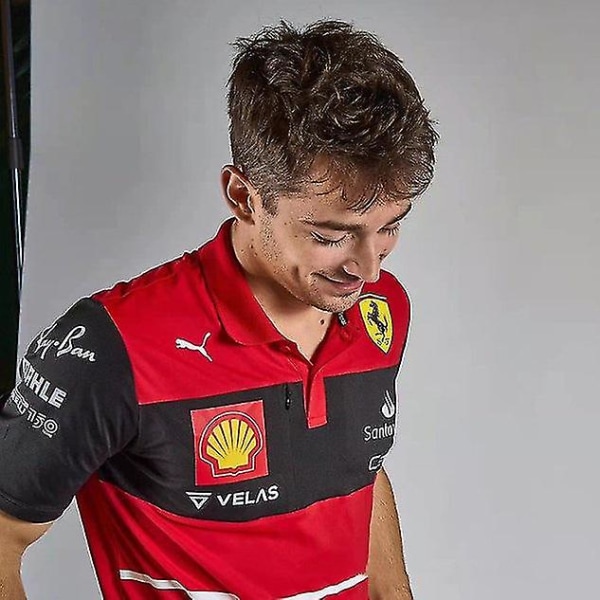 Sajy 2022 Ny sjåførversjon F1 T-skjorte for racingdrakt Leclerc Sainz Kortermet rundhals rød, sommertilpasset menn S