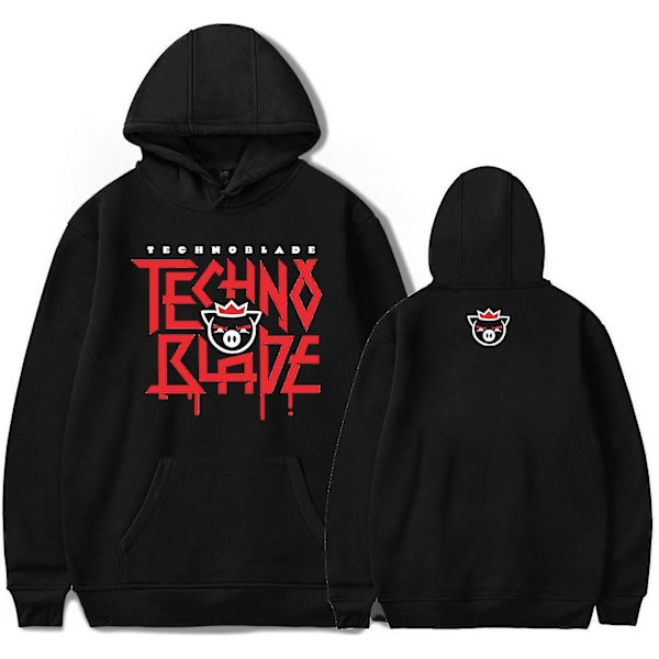 Youtube Technoblade-huppariprintti Slouchy-musta huppari XL