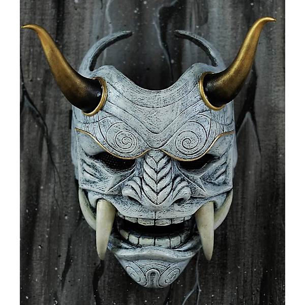 Caraele Oni Devil Perinteinen japanilainen Halloween-naamio Demoni Fancy Mekko Cosplay Latex Mask -asusteet x10106f