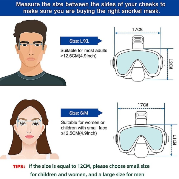 Snorkelmask set för gratis simsnorkelutrustning för vuxna S-M Green