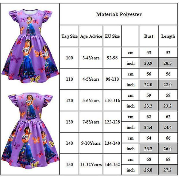 Lasten tyttömekot Encanto Mirabel printed lyhythihainen A-linjainen mekko 3-4Y