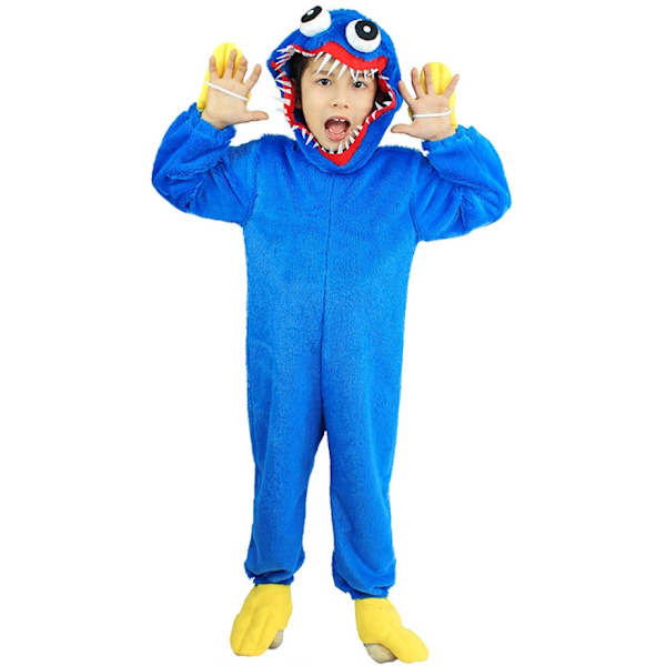 Huggy Wuggy Kostym Poppy Playtime Suit Barndräkt Blue S(110)