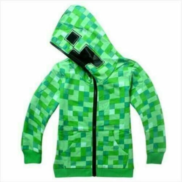 Børn Drenge Ungdom Hættetrøje Zip Coat Sweater Jakke Minecraft Gift.-1 green 150cm
