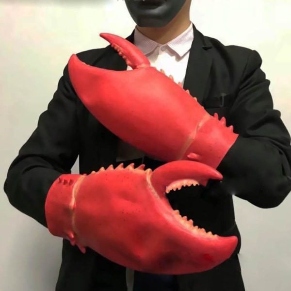 1 par Crab Hummer Claws Handskar Parodi Kräft Tång Vantar Cosplay Rolig Fest Latex Låtsas Spela Spel Nyhet Leksak