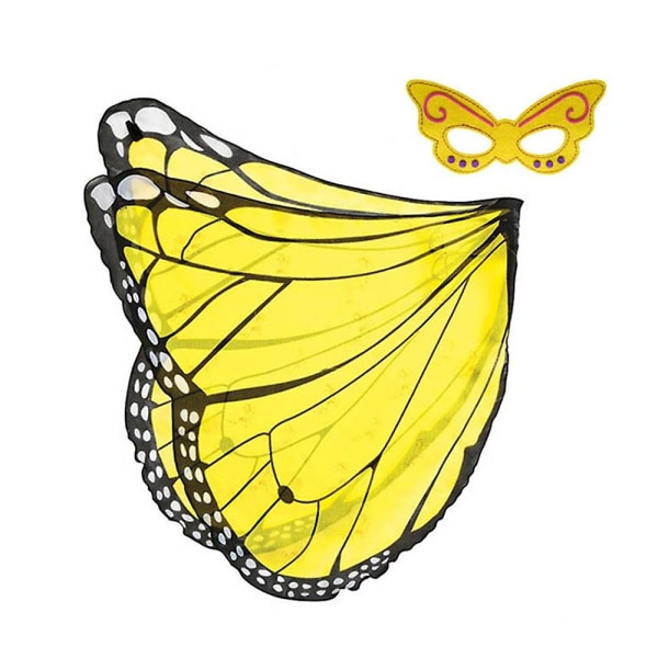 Kids Girl Butterfly Wings Cape med maske Fairy Pixie Cosplay kostume W3
