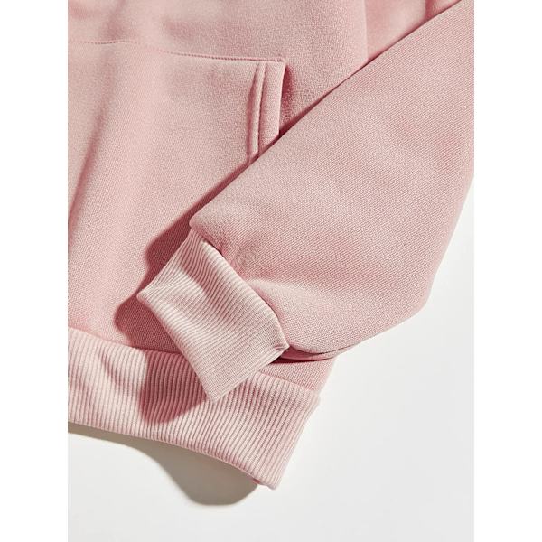 HAUFR Naisten kirjekuvioinen pitkähihainen kiristysnyörillinen huppari A Light Pink X-Large