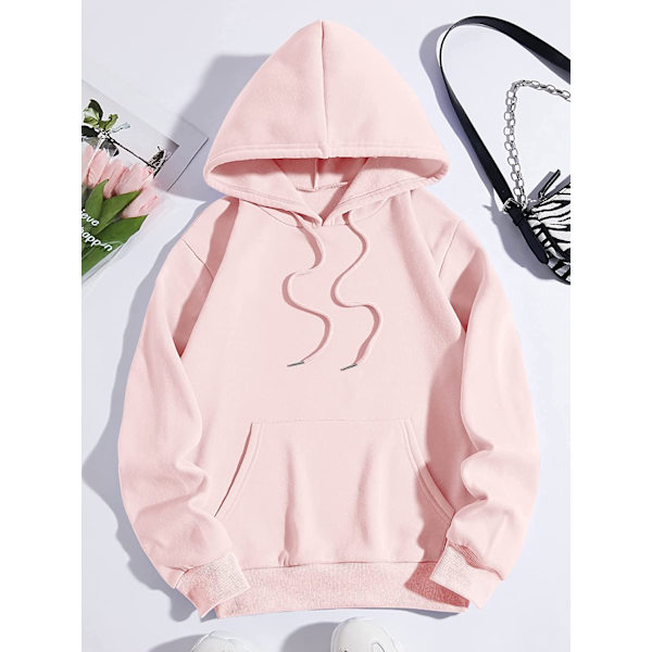 HAUFR Naisten kirjekuvioinen pitkähihainen kiristysnyörillinen huppari Light Pink Car X-Large