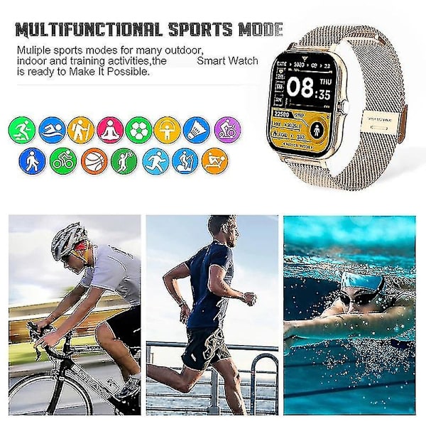 Sportsarmbånd Smart Watch Bluetooth Call Full Touch Screen Fitness Tracker Pulsklokke Sliver