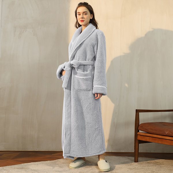 Vinterbadrock Långärmad Varm Fluffig nattlinna Fleeceklänning grey XL