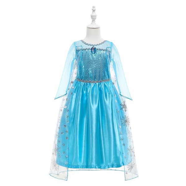 Børn Prinsesse Elsa Kjole, Prinsesse kostume med Prinsesse Krone