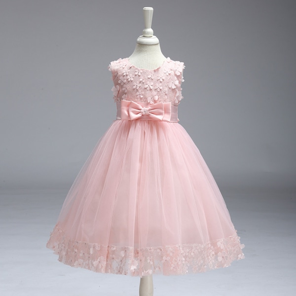 Barnkläder Flickor Bowknot Princess Dress Paljett Bröllopsklänning 6/110cm