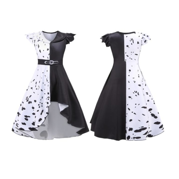 Lasten Cruella Cosplay -asu Fancy Dress Convention -juhlaasu skirt 150cm