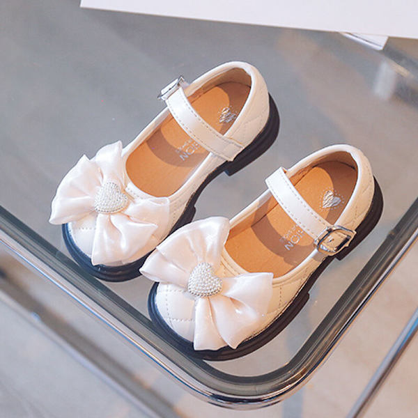 Piger Bowknot Magic Tape Sandaler Diamond Fashion Princess Shoe Beige 34