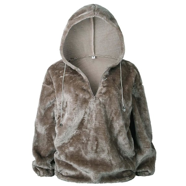 Dam Teddy Bear Fleece Huvtröja Hoodie Top Pullover Light Brown M