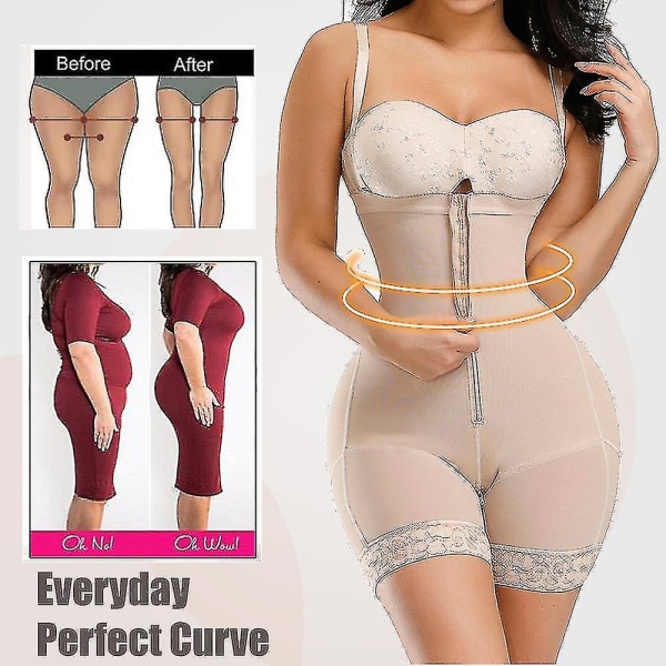 Kvinnors Body Shaper Sömlös Butt Lift Bodysuit Body NUDE 2XL