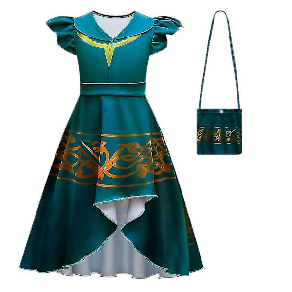 Halloween Girls Irregular Skirt Dress Cosplay Brave Merida Children's Festival Performance Show Kjol Cape Wig Costume-c 80868-Bag 150CM